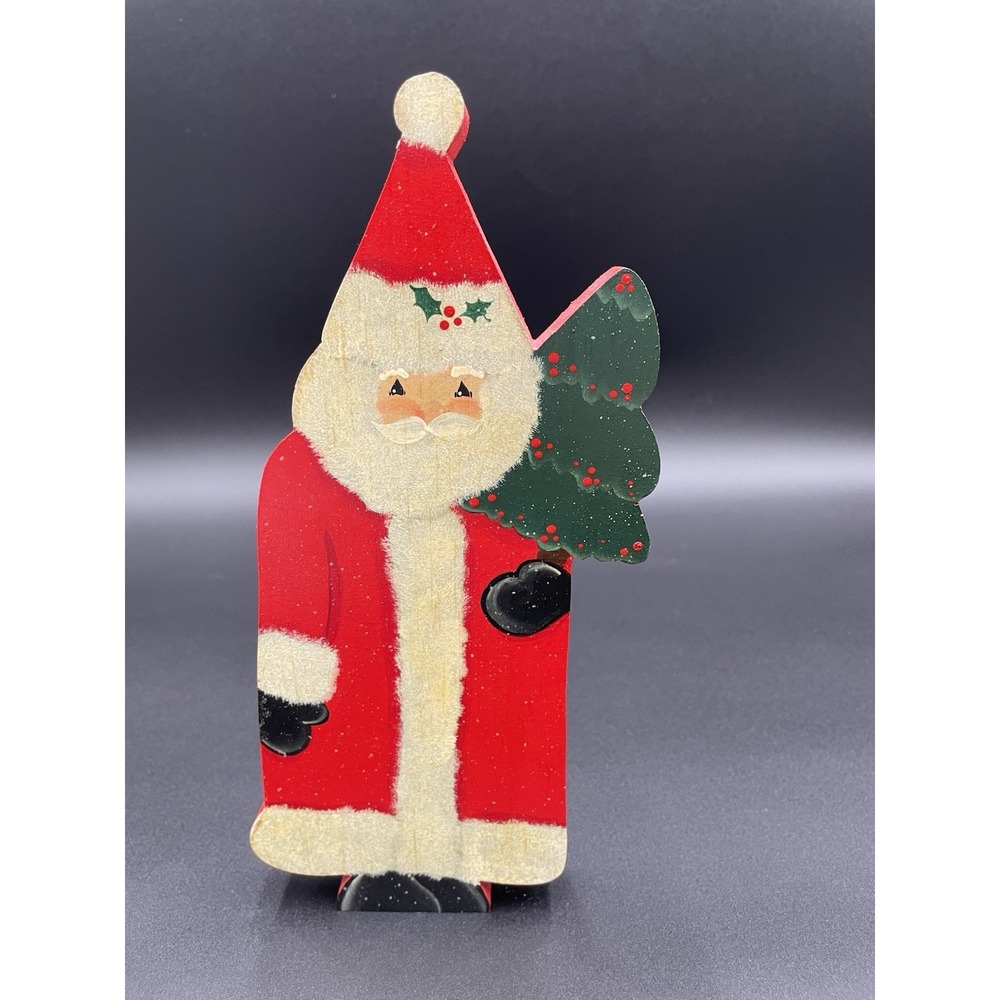 Hand Painted Wooden Santa Folk Art
